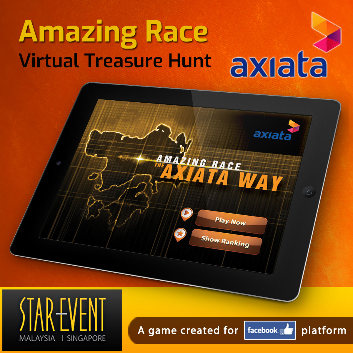 Amazing Race Facebook Game — virtual treasure hunt blending online and offline team-building for Axiata