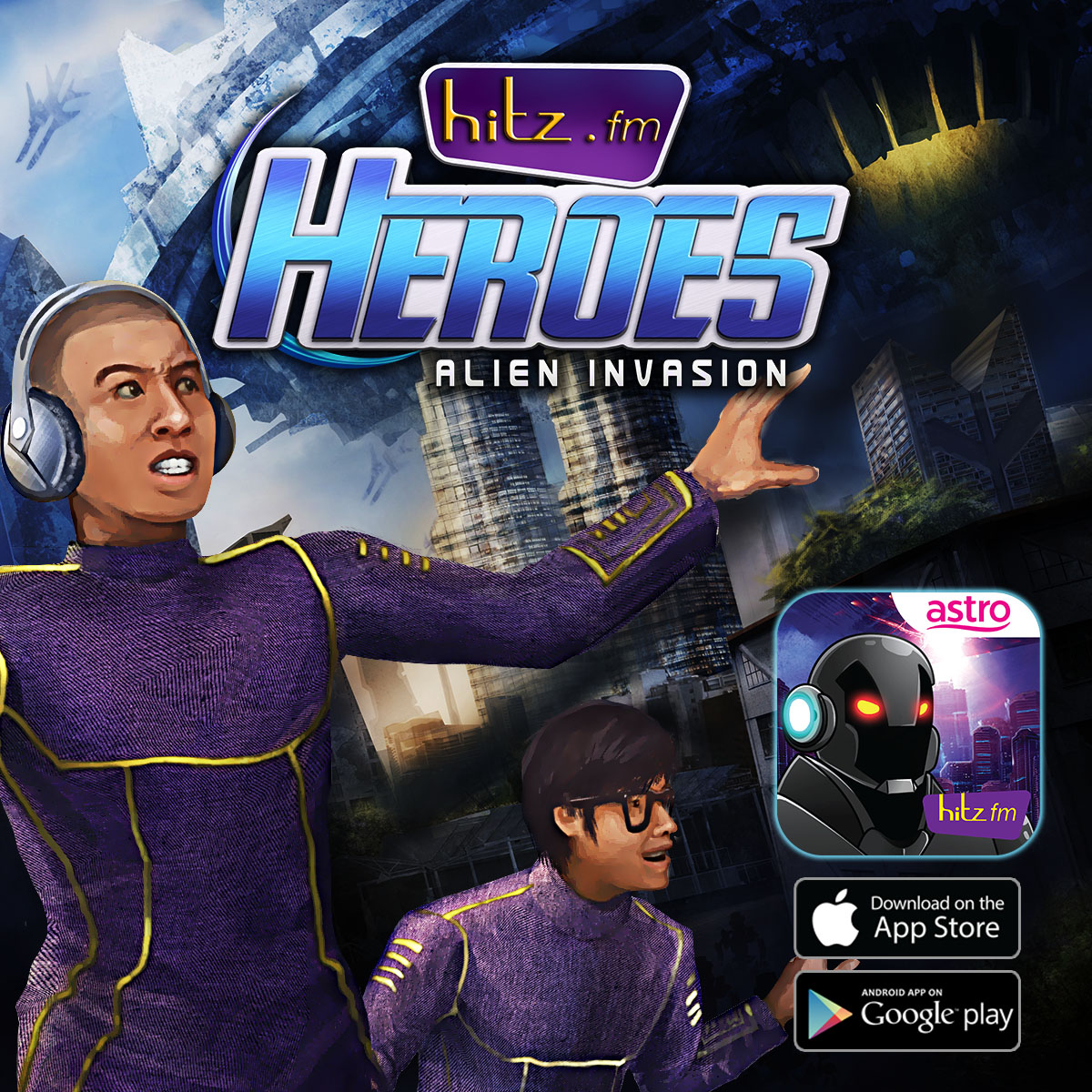 Hitz Heroes Puzzle Combat Game — match-3 mobile game featuring Hitz.FM celebrity characters