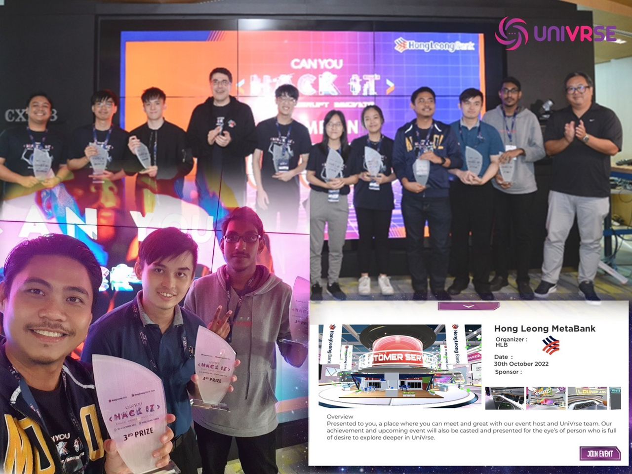 UniVRse team at the Hong Leong Bank HLB Can You Hack It 2022 Metaverse hackathon